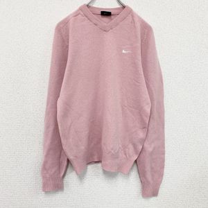 Used Nike Golf wool knit sweater with Swoosh in Baby Pink, size small