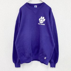 Used 80s RUSSELL sweatshirt/sweatshirt, vintage purple, V-neck, size XL