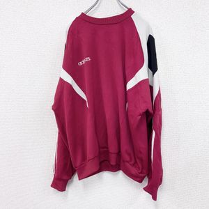 Used 90s adidas sweatshirt/sweatshirt, vintage red with embroidered logo , size F192