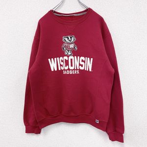 Used 2000s RUSSELL ATHLETIC Russell sweatshirt/sweatshirt, front V, vintage RED