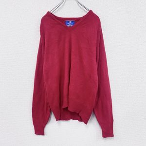 Used 90s Champion knit sweater, V-neck, vintage red , size L