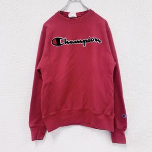 Used 2000s Champion sweatshirt/sweatshirt, large logo, vintage red , size small