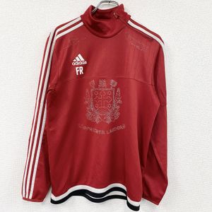 Used adidas half-zip track jacket/jersey with large performance logo in red , RED M