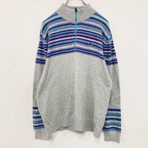 Used PUMA half-zip cotton knit sweater in Color gray, size L
