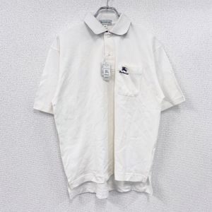 Used Burberry polo shirt with embroidered logo, white, size M