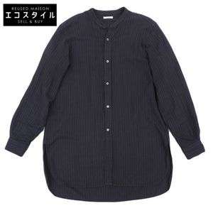 유겐 Rob 코튼 셀룰로오스 자가드 스트라이프 밴드 컬러 셔츠 탑스 레이디스 2 네이비 2