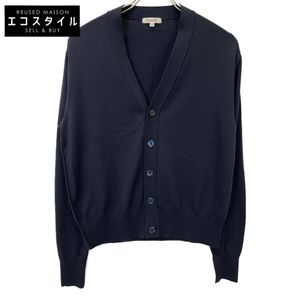 Vlamink Navy Cotton 14G V-Neck Cardigan, Size 36