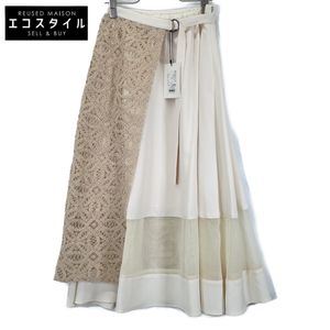 東京公共 162544012 象牙色化學蕾絲裹身喇叭裙 F