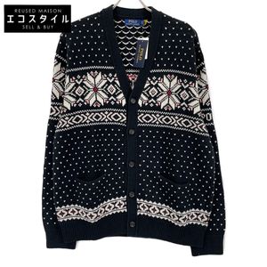 Polo Ralph Lauren 黑色羊絨混紡雪花圖案開襟衫,XL 碼