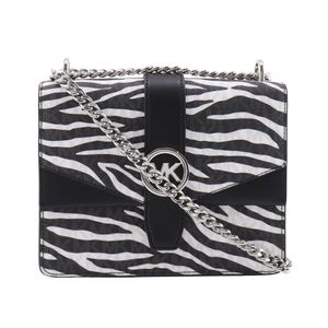 마이클 코스 Michael Kors GREENWICH 그리니치 숄더백 체인 숄더 애니멀 프린트 ZEBRA 35S5SGRC1V PVC 블랙/화이트 비스듬히 걸어, 어깨걸이 마그넷 타입 GREENWICH Greenwich 레이디스【중고】
