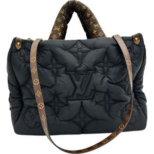 LOUIS VUITTON/루이비통 LV 베개 온더고 MM M21069 핸드백 나일론 블랙/ ブラウン/골드 쇠장식 레이디스[중고]