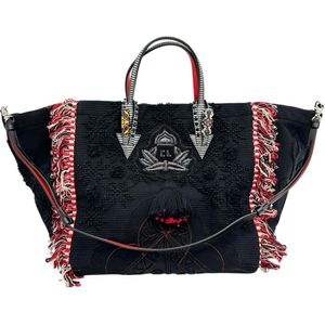 Christian Louboutin/ 크리스챤 루부탄 395183 포르토 가바 2 WAY 토트 백 코튼 캔버스 블랙/멀티 컬러/실버 쇠장식 레이디스[중고]