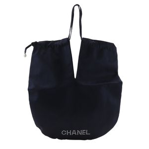 샤넬 CHANEL 펄 로고 숄더백 건착 A17840 새틴 블랙 건착 Pearl logo 여성【중고】