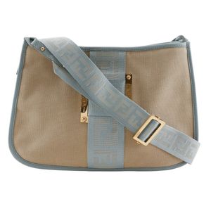 펜디 FENDI FF 숄더백 8BT084 캔버스 베이지/파란색 대각선 걸이, A5 마그넷 타입 FF 레이디스【중고】