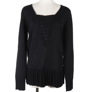 二手香奈兒褶皺上衣 P51207K06593，棉質，黑色，女款