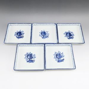 ロイヤルコペンハーゲン Royal Copenhagen ファイアンス トランクウェーバー 食器 スクエアプレート×5 Faience Trunk Weber _【中古】