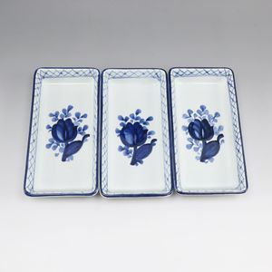 ロイヤルコペンハーゲン Royal Copenhagen ファイアンス トランクウェーバー 食器 スクエアプレート×３ Faience Trunk Weber _【中古】