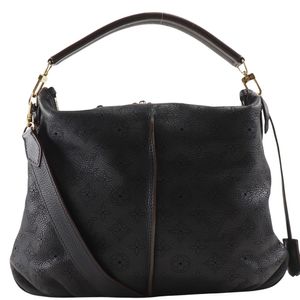 二手LOUIS VUITTONSerene PM 两用肩背包，M94035，Monogram Mahina 图案，2012 年款，黑色，TJ0112，斜挎/肩背包，A5 尺寸，双拉链，女士款