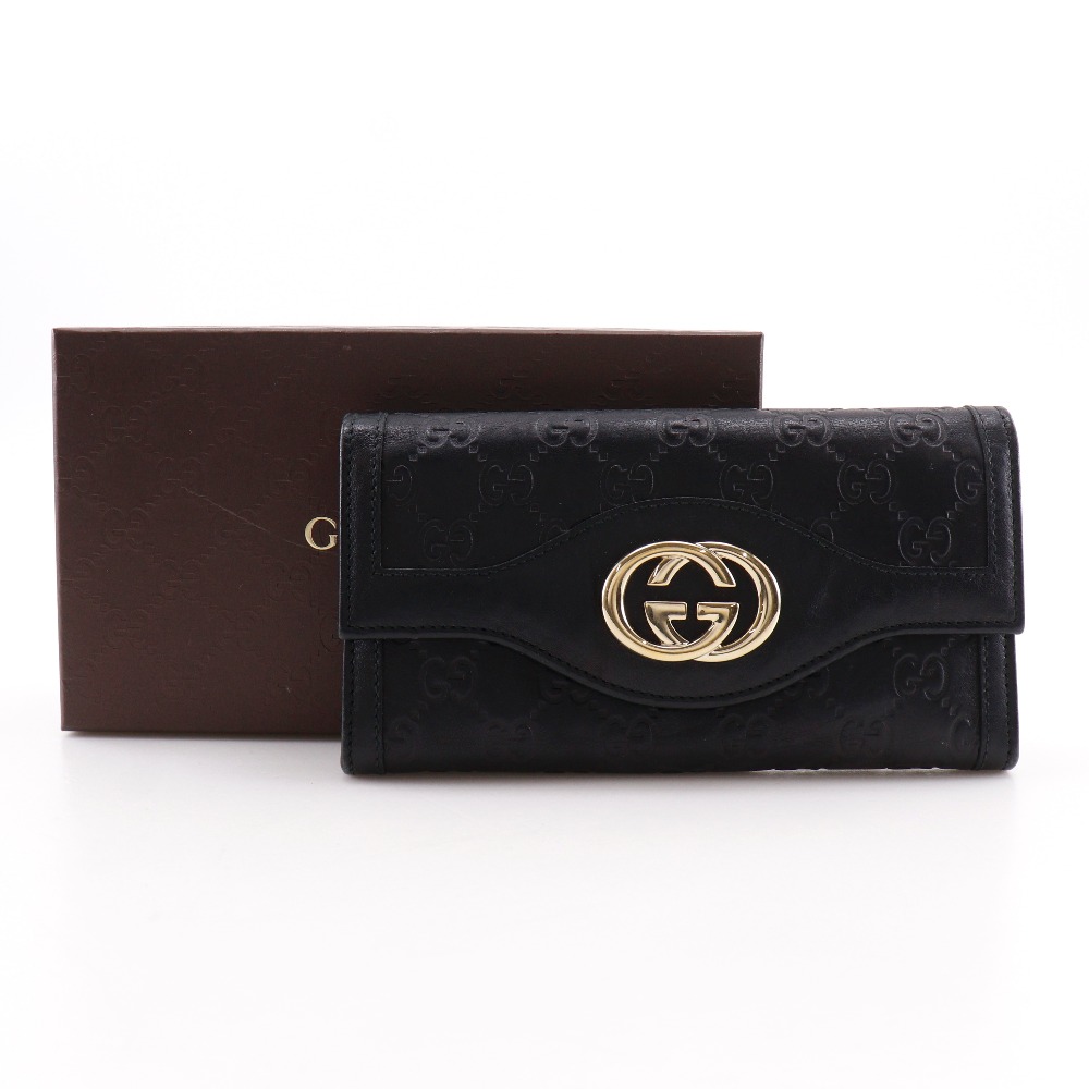 【GUCCI】グッチ インターロッキングG 282434 シマレザー 黒 レディース 長財布 グッチ GUCCI インターロッキングG 長財布 282434 シマレザー 黒