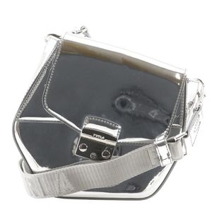 フルラ Furla メトロポリス プリズマ ショルダーバッグ パテントレザー シルバー 斜め掛け,肩掛け フラップ Metropolis Prisma レディース【中古】