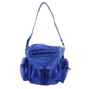 ティーバイアレクサンダーワン T by ALEXANDER WANG 3wayショルダー リュック・デイパック レザー 青 斜め掛け,肩掛け,3way,A5 スナップボタン 3wayShoulder メンズ【中古】