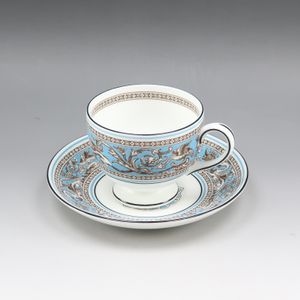 Wedgwood Florentine Turquoise Dinnerware Cup & Saucer (Pre-owned)