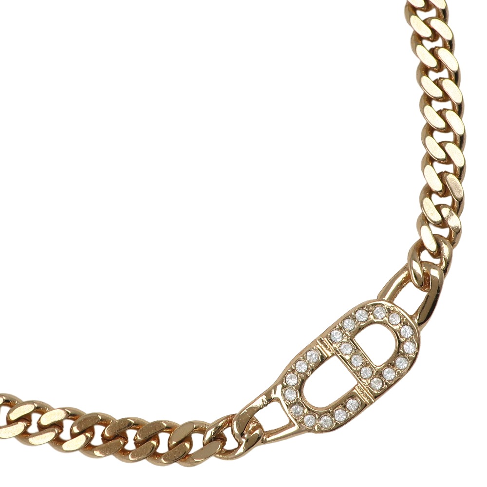 クリスチャンディオール Dior CDロゴ ネックレス 金メッキ×ライン