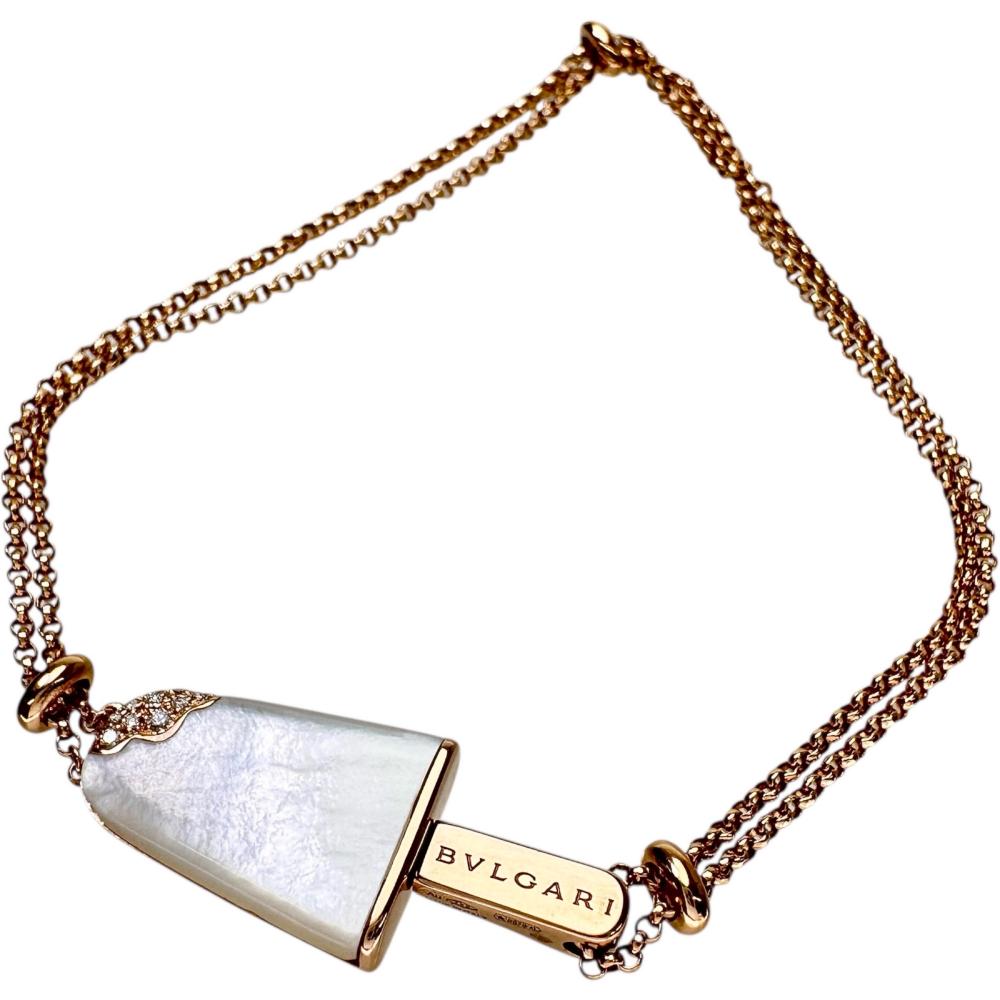 美品　BVLGARI ミラータグ（ホワイト/ライトゴールド） BVLGARI/ブルガリ ジェラーティSM ダイヤモンド ホワイトシェル