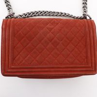 二手香奈兒Boy 日本 Chanel 香奈兒 25單肩包，鏈條單肩包，魚子醬紋皮革，紅色，斜挎包，翻蓋款，女士