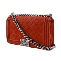 二手香奈兒Boy 日本 Chanel 香奈兒 25單肩包，鏈條單肩包，魚子醬紋皮革，紅色，斜挎包，翻蓋款，女士