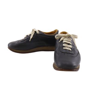 二手爱马仕男士黑色皮革 Quick 运动鞋，鞋面饰有 H 标志