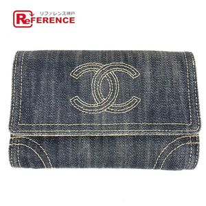 CHANEL 1068 **** 스파클링 데님 CC 코코 마크 2 접이식 지갑