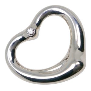 蒂芙尼 (Tiffany & Co.) Elsa Peretti超越top镂空心形钻石吊坠，925 纯银镶钻，西班牙制造，约 4.5 克，镂空心形镶钻，女士款 [二手]