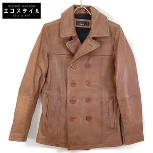 Half Brown Goat Leather Pea Coat