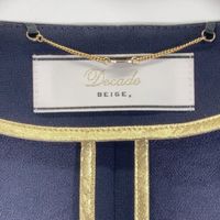 Beige CINDY 24 Year Navy No-Collar Jacket and Cropped Pants Set 4