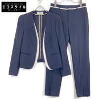 Beige CINDY 24 Year Navy No-Collar Jacket and Cropped Pants Set 4