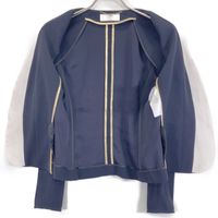 Beige CINDY 24 Year Navy No-Collar Jacket and Cropped Pants Set 4