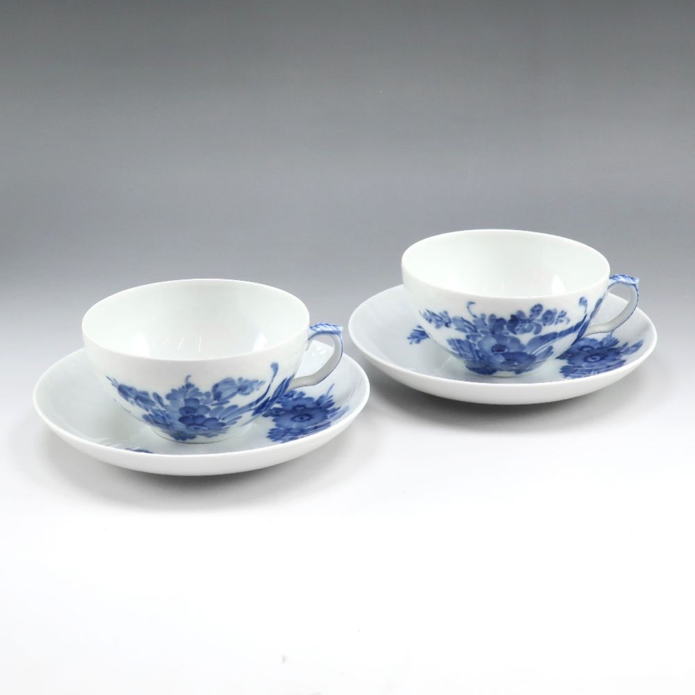 Pre-owned Royal Copenhagen Blue Flower Curve tableware cup and saucer x 2 Blue Flower Curve