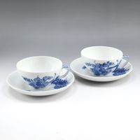 Pre-owned Royal Copenhagen Blue Flower Curve tableware cup and saucer x 2 Blue Flower Curve