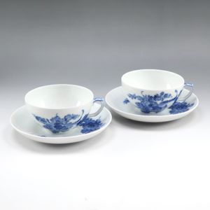 Pre-owned Royal Copenhagen Blue Flower Curve tableware cup and saucer x 2 Blue Flower Curve