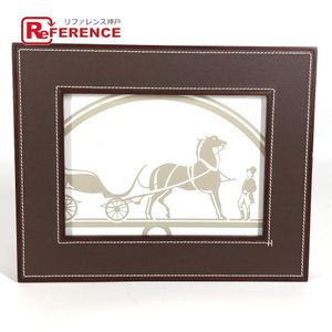 HERMES Mahogany Photo Frame "Playard" MM Horizontal Photo Frame