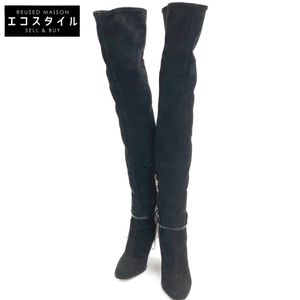 Sergio Roshi黑色麂皮過膝長靴,尺寸36 1/2(二手)