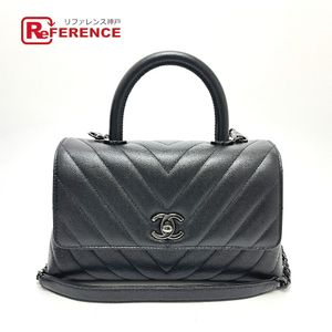 CHANEL J80***** 쉐브론 V스티치 코코 핸들 XS 핸드백