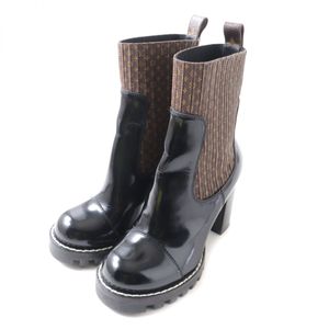 【持續更新】成色極佳 ★LOUIS VUITTONStar Trail Nano Monogram 圖案皮革踝靴,ブラウン和黑色,尺寸 35 1/2,義大利製造