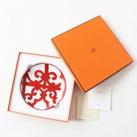[Constant Review] Unused ◎ Authentic HERMES GUADALQUIVIR Series Bread Plate (17cm) White/Red with Box
