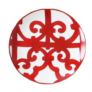 [Constant Review] Unused ◎ Authentic HERMES GUADALQUIVIR Series Bread Plate (17cm) White/Red with Box