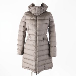 MONCLER FLAMMETTE 長款羽絨服，版型優美，附貼布與帽子，米色，00碼，正品，女款，成色極佳
