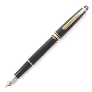 미품 ▼ MONTBLANC 몽블랑 마이스터스튁 클래식 펜촉 14K F 니브 화이트 스타 만년필 블랙 골드 케이스 포함 독일제 남성