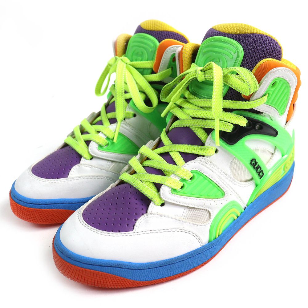 Unused GUCCI 661310 BASKET vintage-finished leather high-top