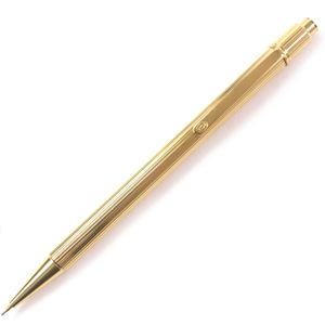 品相极佳：CartierMust de Cartier 条纹标志按压式自动铅笔，金色，法国制造，男士款